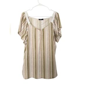Cure striped Top with Lace Detail size 3x